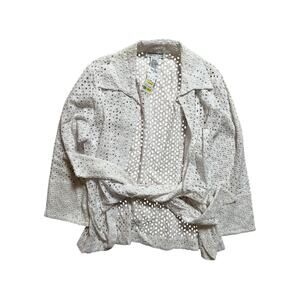 NWT Mishca White Cardigan Lace Women Size Large